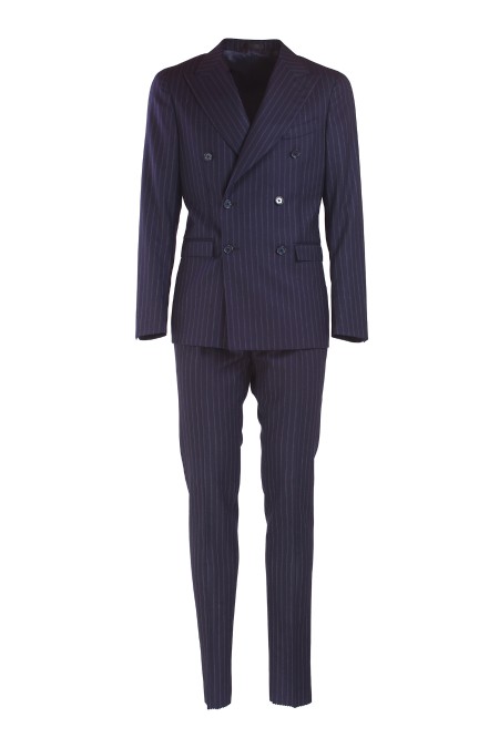 Shop CORTECCI  Dress: Cortecci pinstriped wool suit.
Double-breasted.
Flap pockets, chest pocket.
Trousers with regular waist.
Hook and zip closure.
Regular fit.
Composition: 100% Virgin Wool.
Made in Slovakia.. 927Z89 3837243-002